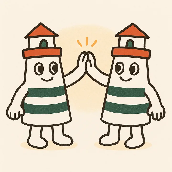代表とチームメンバーが連携しているイラスト